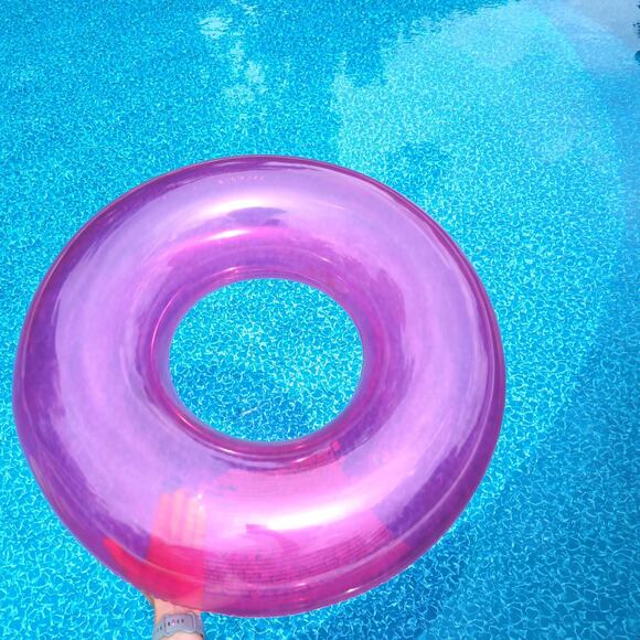 Intex 30" Transparent Hot Pink Inflatable Swim Tube / Pool Ring / Float - GUC - Picture 2 of 11